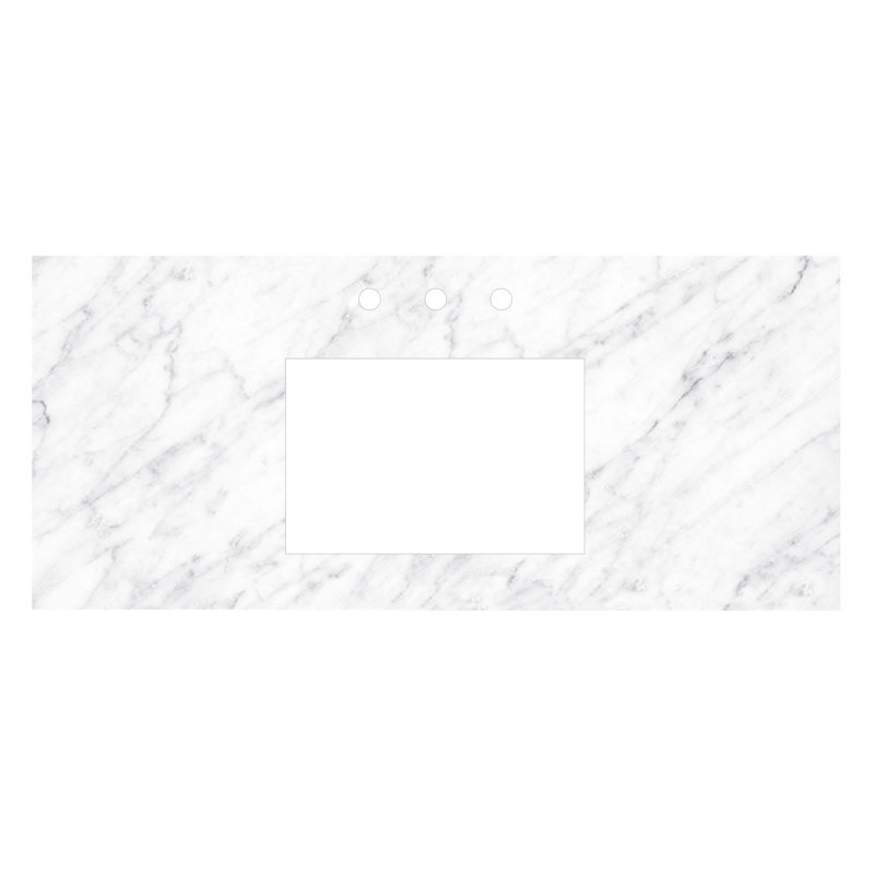 49" Single Bathroom Vanity Top in Carrara, 8" Widespread