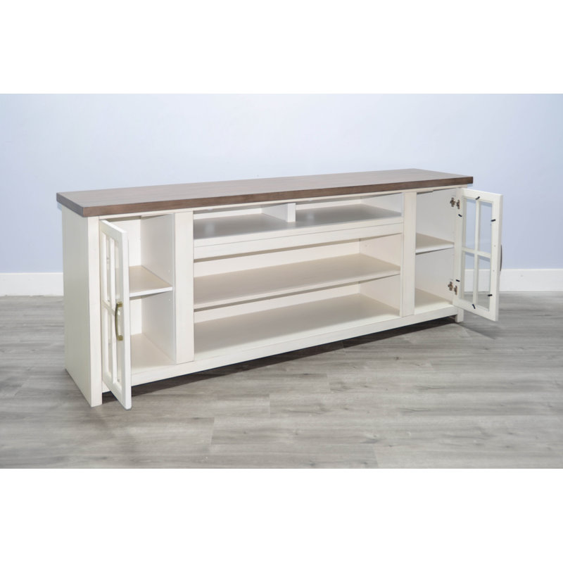 Console multimédia 76 po, Blanc / brun