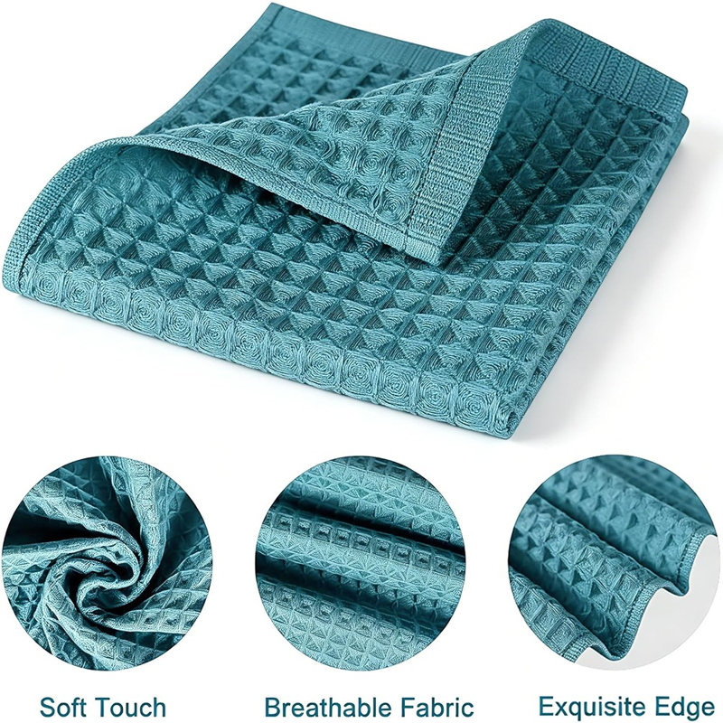 Ensemble de 6 essuie-tout, 6 linges à vaisselle tissés gaufrés 100% coton, serviettes de cuisine à séchage rapide très absorbantes, serviettes de nettoyage et de séchage non pelucheuses, couleurs assorties