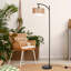 Lampe sur pied à double abat-jour en rotin et lin 62,8 po-428247157