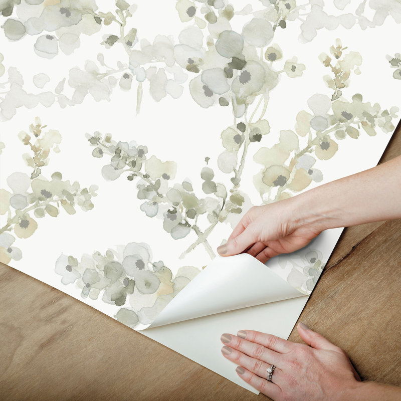 Papier peint adhésif minéral Blossom Fling, Vert minéral