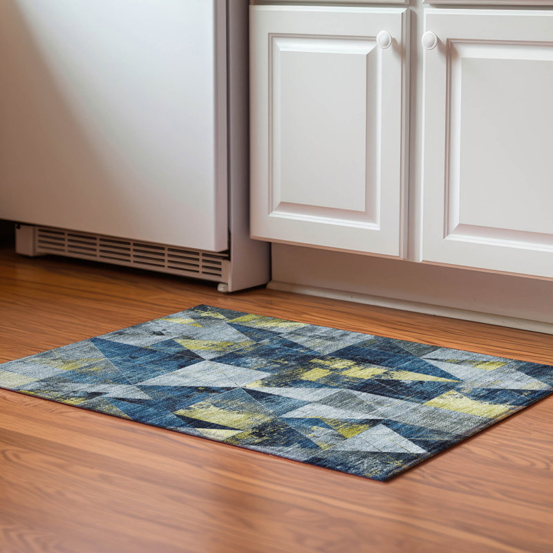Premium Machine Washable Mayfield AMF1888 Geometric Rug, Rectangle 1'8" x 2'6"