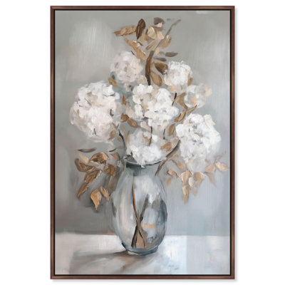 Oliver Gal Ghostly Flower I Floral and Botanical - Heavy Gel Top Coat Framed Canvas Art