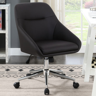 Fauteuil de bureau brun rembourré réglable, d'une largeur de 25,5 pouces, avec siège facile à déplacer et support personnalisé