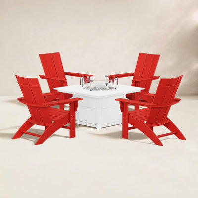 POLYWOOD® Modern Adirondack 4-Person Patio Seating Group