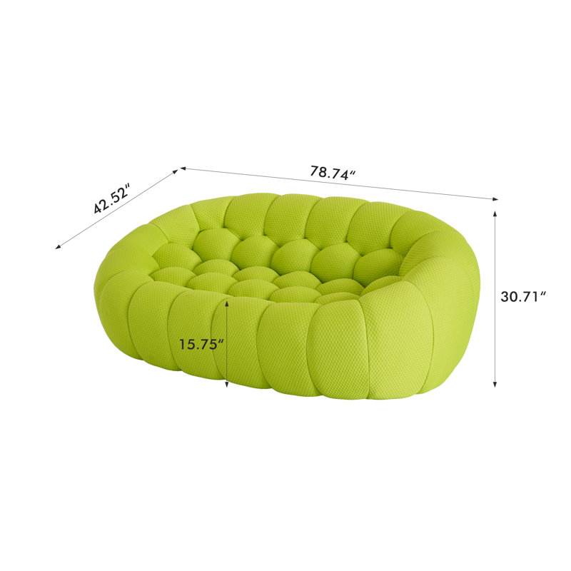 Canapé rembourré Cenie, sans assemblage requis, Vert pastel, H 30,71 po x l 78,74 po x P 42,52 po