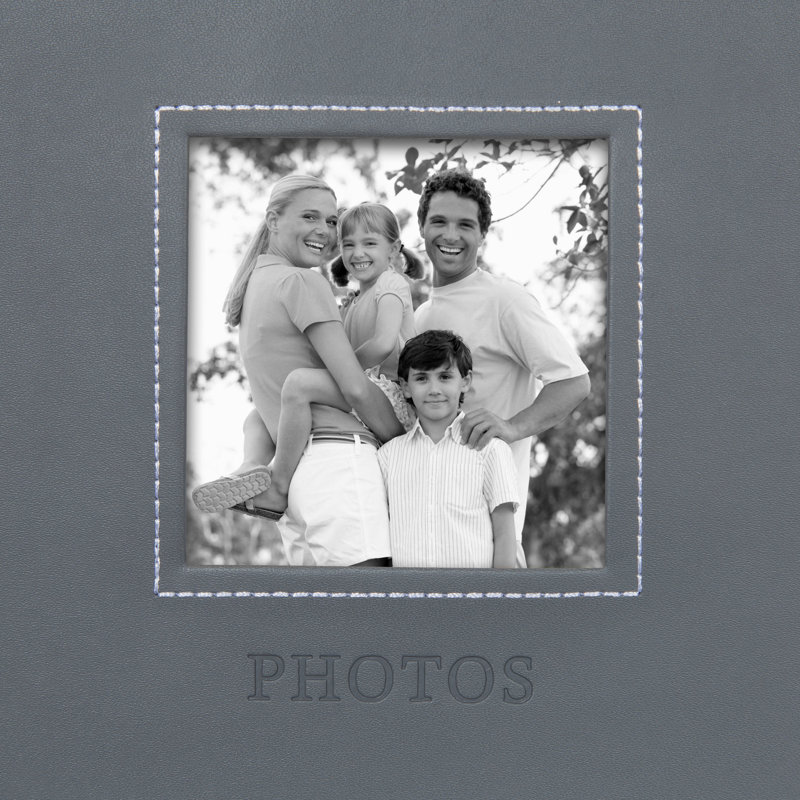 Album photo en similicuir embossé, H 12,8 po x l 8,8 po x p 2 po, Gris