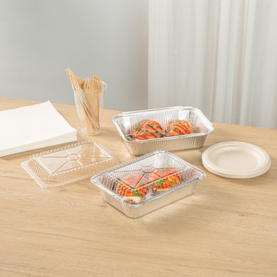 Restaurantware Clear Dome Lid 100 Count 8.3 x 5.75 x 0.75 Inch Plastic Food Container Lid Oblong Foil Pan Secure Enclosure Cover, Plastic Dome Crystal Clear
