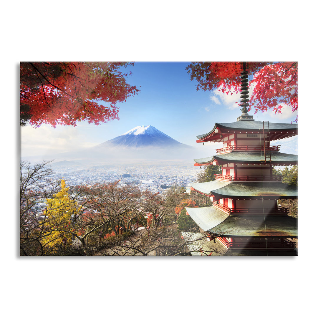 Glasbild | Wandbild Auf Echtglas | Japanischer Tempel Im Herbst LF6616