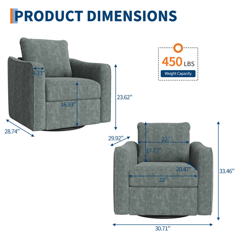 Fauteuil d'appoint pivotant à 360 °, fauteuil en similicuir moderne avec dossier ergonomique et coussin confortable pour le salon et la chambre à coucher