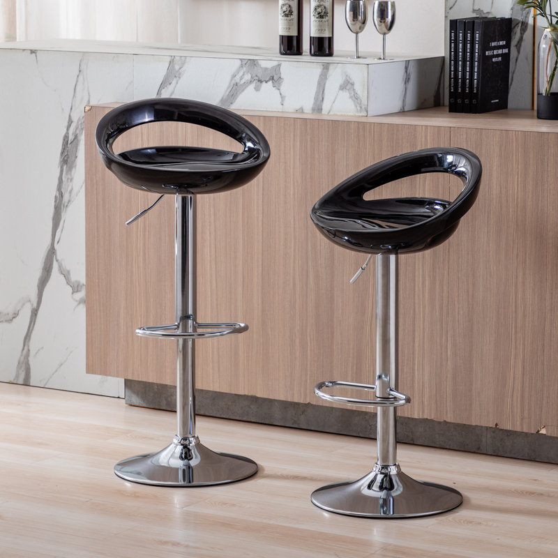 Lakisha Swivel Adjustable Height Counter Stool with Metal Frame, Black
