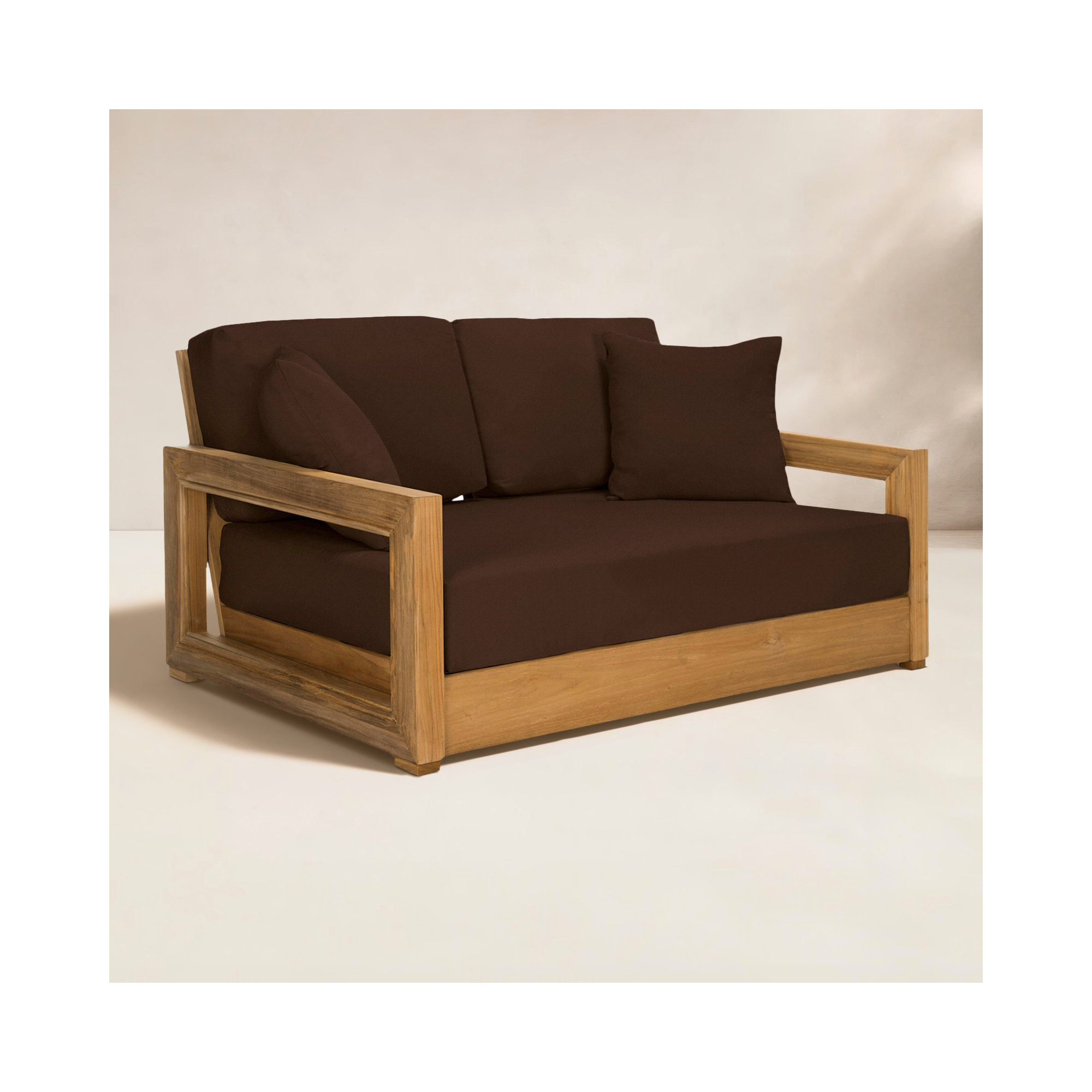 Melrose 53" Teak Outdoor Loveseat, Dark Brown