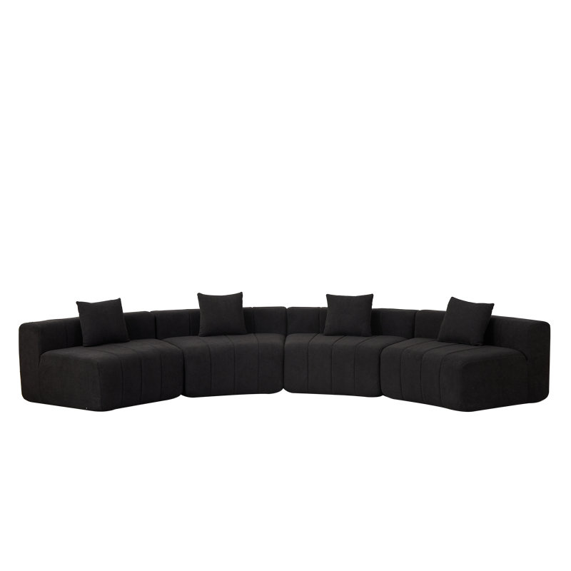 Canapé modulaire Daijha, Chenille noir, H 22,5 po x l 151 po x P 33 po