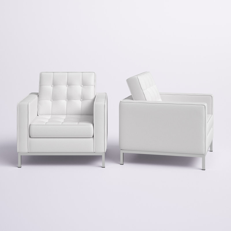 Ensemble de fauteuils en cuir Loft, Cuir véritable blanc