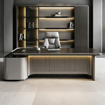 78.74"Italian minimalist L-shaped executive desk