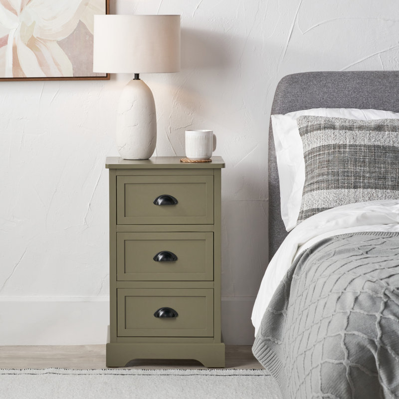 41 cm W Chest of 3 Drawers, Olive Green/Black