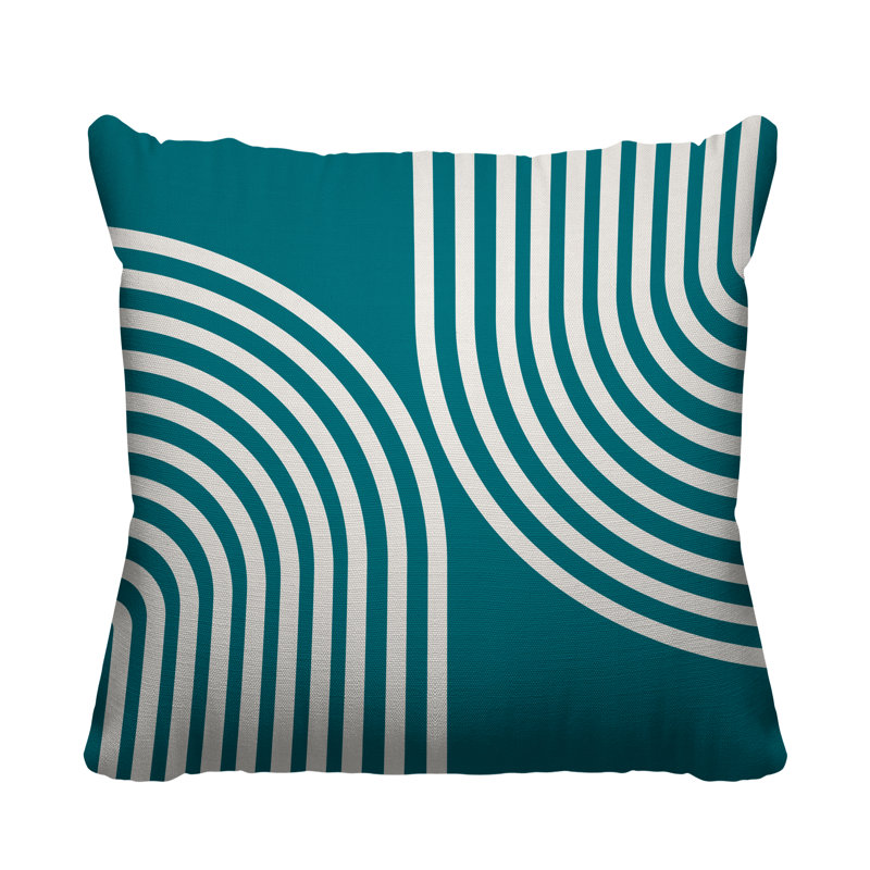Coussin décoratif intérieur / extérieur Kumba, L 17 po x H 17 po, Turquoise