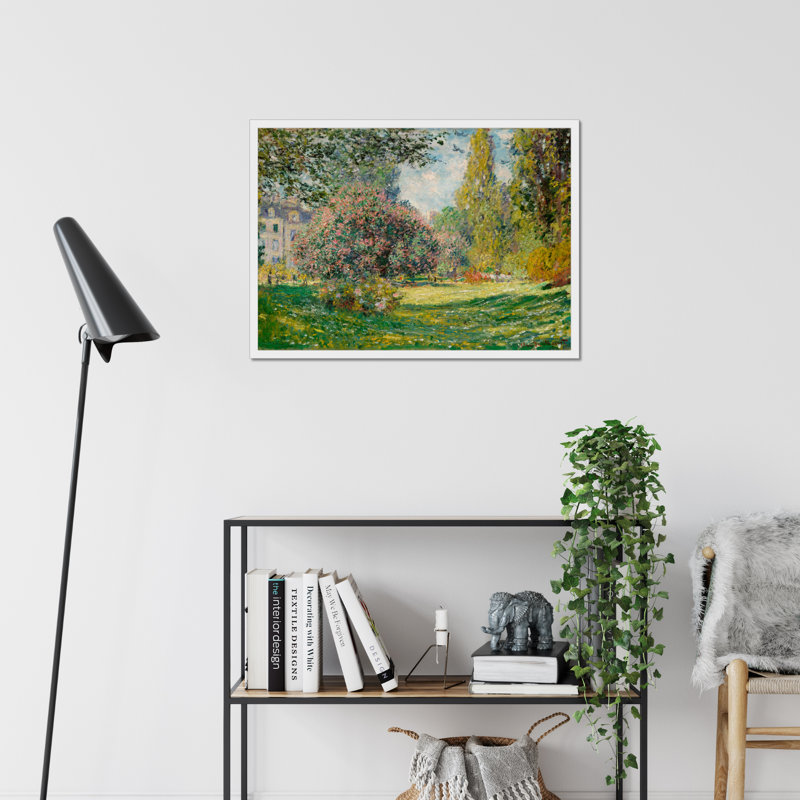 Landscape-The Parc Monceau by Claude O. Monet - Wrapped Canvas Painting, 55cm H x 80cm W x 2.3cm D, White Framed Paper Print