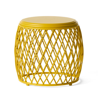 Modern Matte Yellow Iron Side Table, Touch, 19.2"x19.2"x17.68", 20 Lbs Capacity Limit Stylish Table With Design - Yellow, Weight