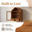 Armoire murale, bois massif avec façade ondulée, style campagnard rétro, unité de rangement murale, brun