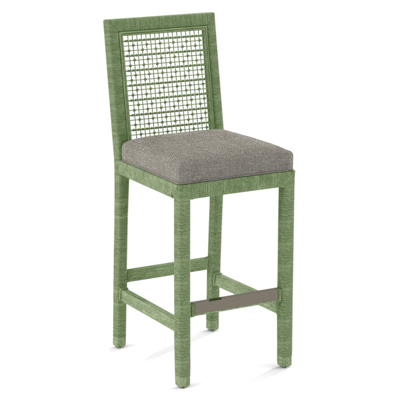 Pine Isle Bar Stool, Marquis Taupe Velvet; 0913-73, Celery