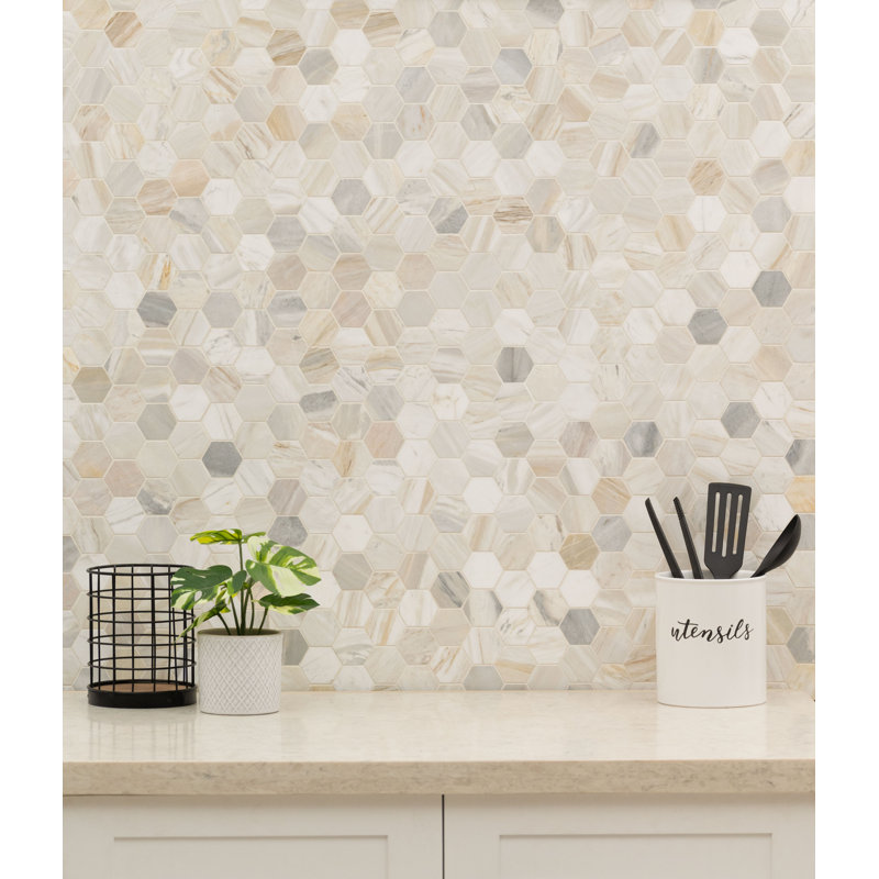 Selene Oro Hexagon 12 in. x 12 in. Honed Marble Mosaic Floor and Wall Tile