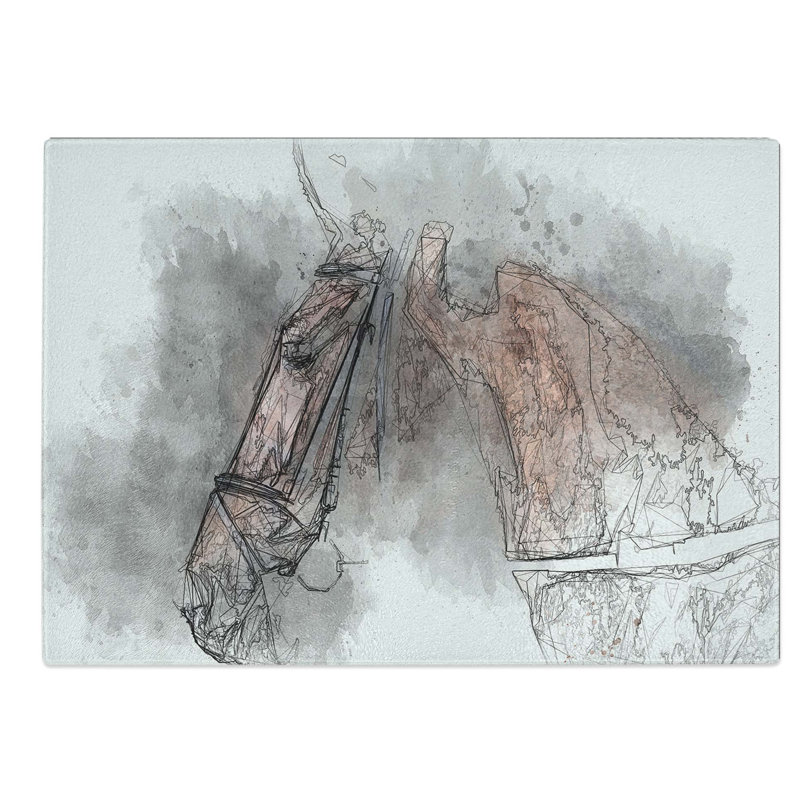 Glass Horse Portrait in Abstract Chopping Board, 39 cm W x 28.5 cm L