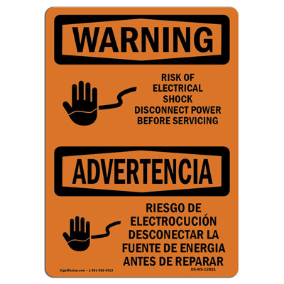 Risk Of Electrical Shock Disconnect Sign