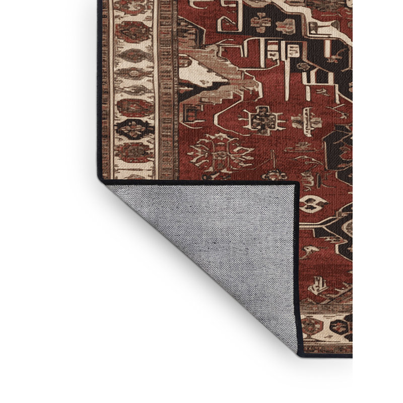 Tapis persan noir lavable à la machine, Carré 8 pi