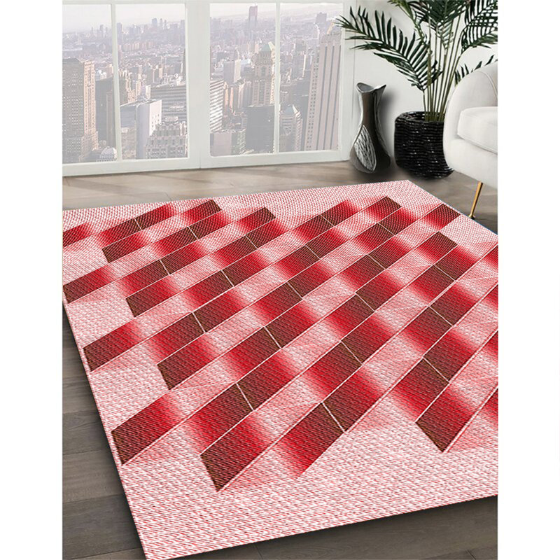 Tapis rouge tissé à la machine Nilesh, Rectangle 2 pi x 3 pi
