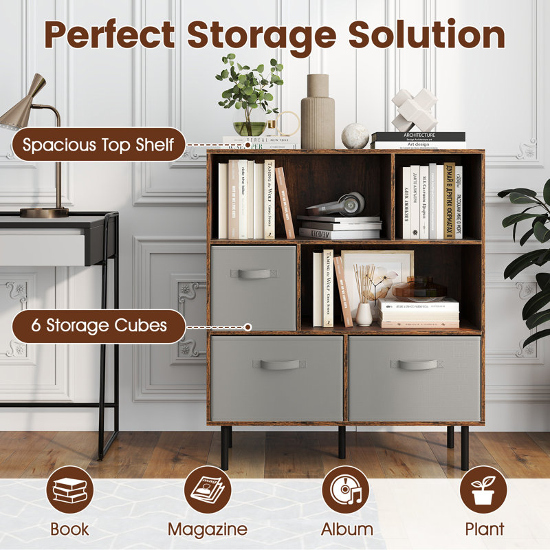 105cm H x 90cm W Cube Bookcase, Brown