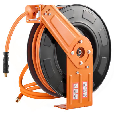 Retractable Air Hose Reel 3/8 IN X 100 FT Rubber Air Hose Reel Max 300 PSI