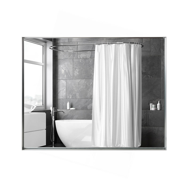 Glossy Black Bathroom Mirrors For Wall Wall Mounted Hanging Plates Mirror Farmhouse Mirror Modern Metal Framed Rectangular Mirror, Decorative Square Corner Mirror(Horizontal & Vertical)