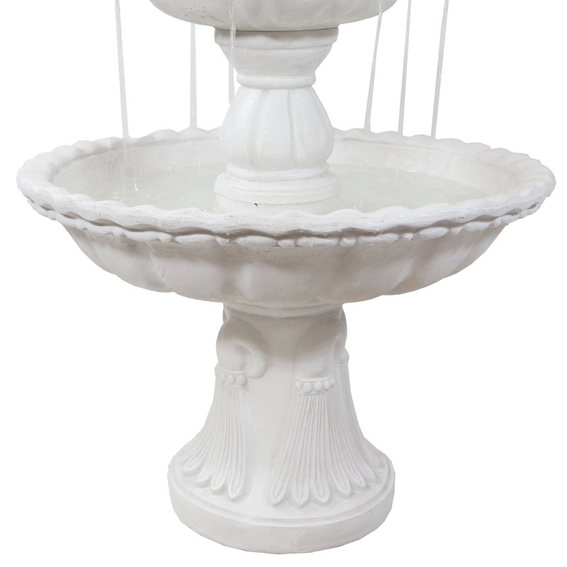 Fontaine d'extérieur à 3 niveaux en fibre de verre blanche Kujawa Welcome, Blanc