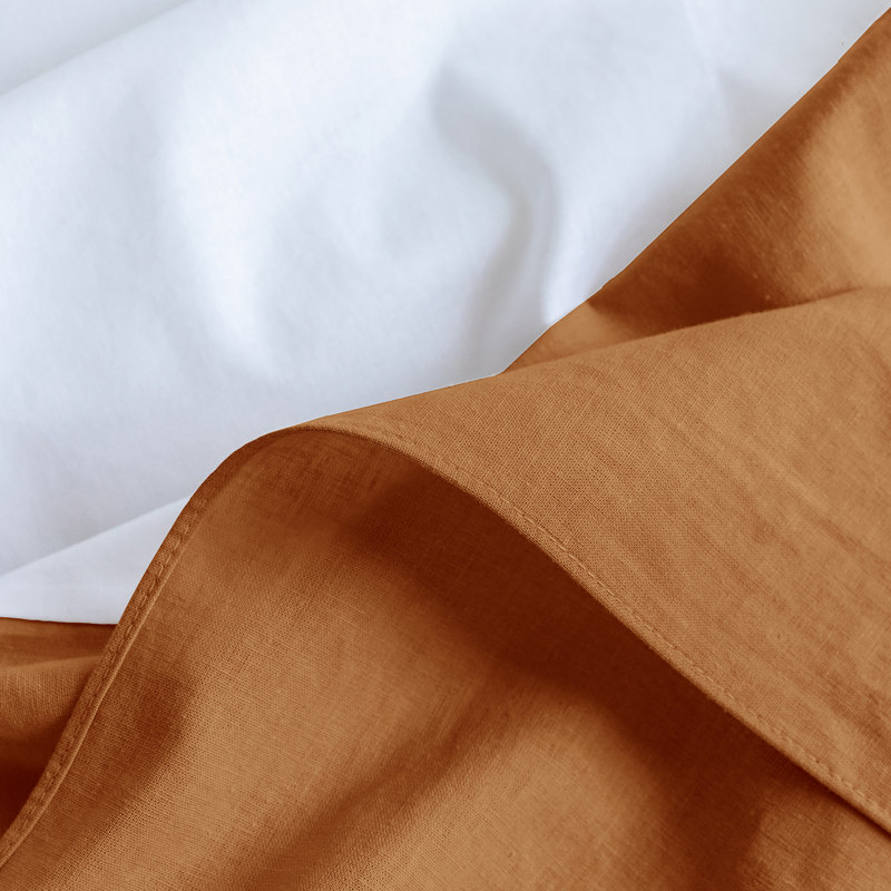 French Linen Bed Skirt with Pleated Corner Drop, King, Rust, 14