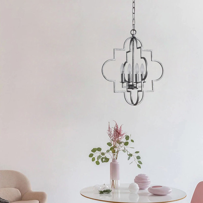 Luminaire suspendu en argent 4 lumières Benvinda