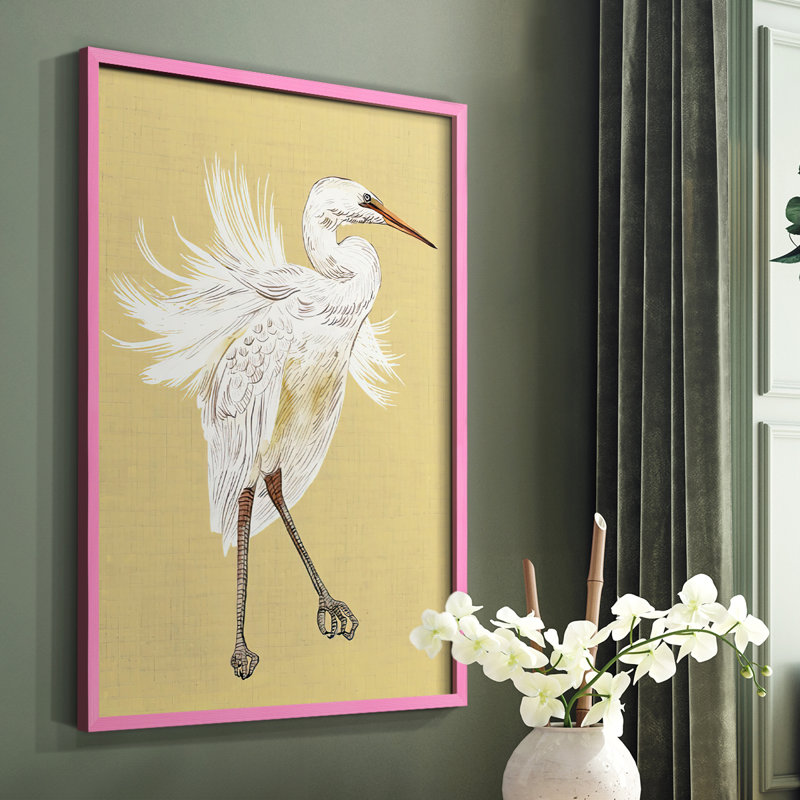 Heron Plumage V, reproduction encadrée - bois massif, Cadre simple noir, H 20 po x l 16 po
