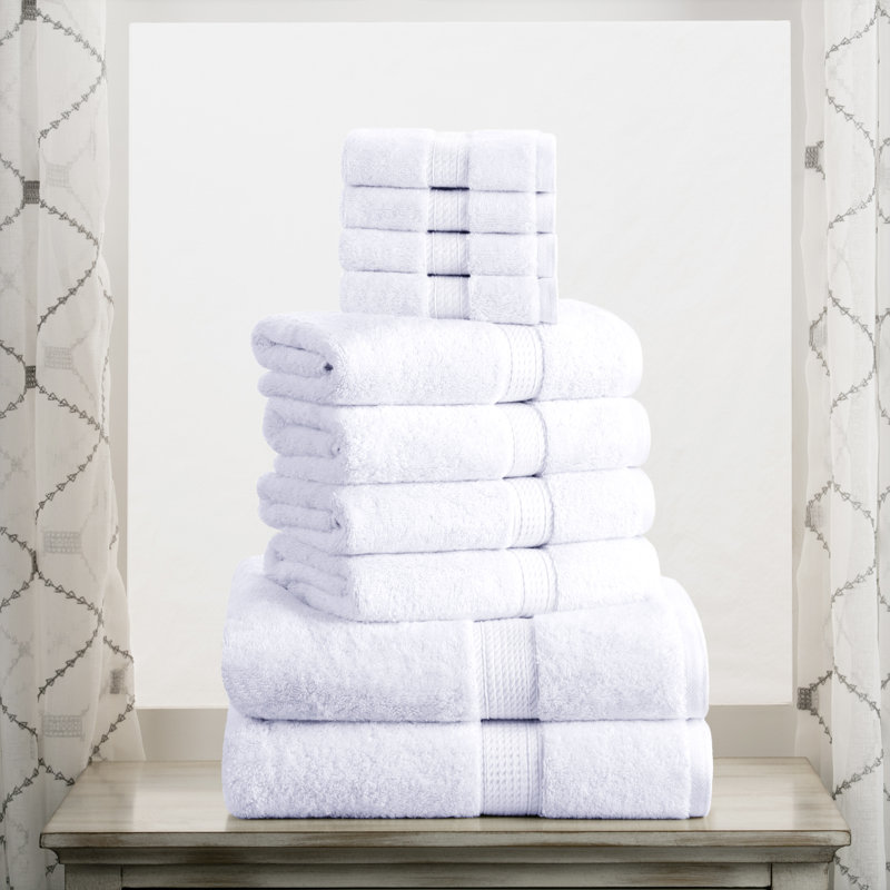 Scotia Egyptian Cotton Bath Towel Set, White, 10Pc Towel Set (2Bath, 4Hand, 4Face)