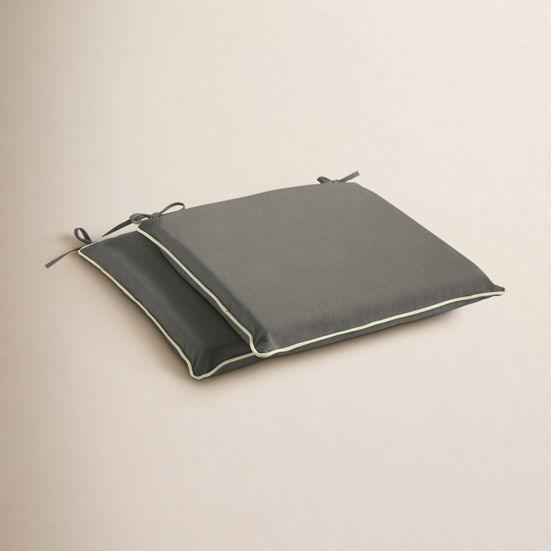 Heathwood Outdoor Sunbrella Chair Pad, 2" H x 19" W x 17" D, Sunbrella - Canvas Charcoal/ Canvas Natural Cord