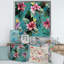 «Pink Tropical Flowers On Teal», reproduction d'art sur toile traditionnelle-66837662-66837666
