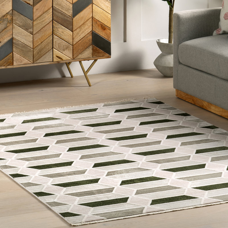 Fressia Modern High-Low Geometric Area Rug, Rectangle 5'3" x 7'6"