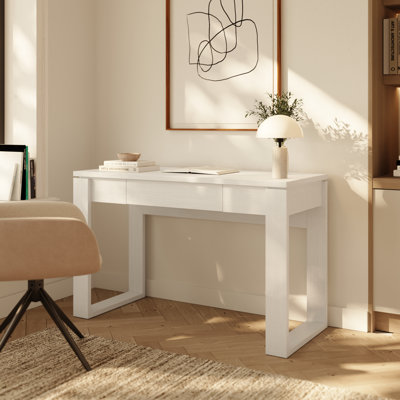 Bureau compact Solen, grain de bois blanc