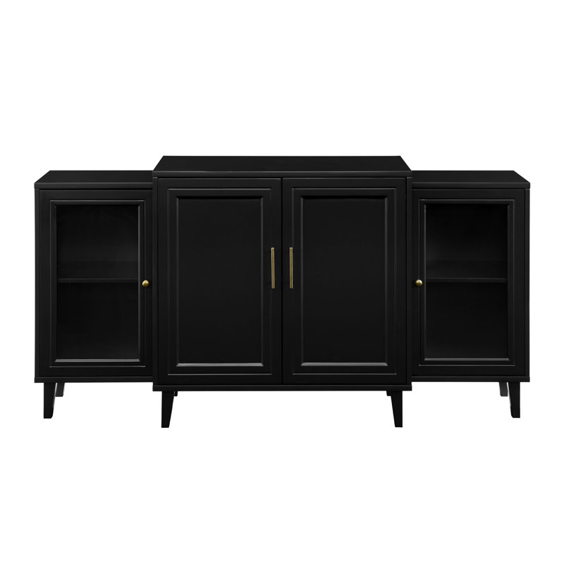 Elllise 62" Wide 4-Door Sideboard, Black