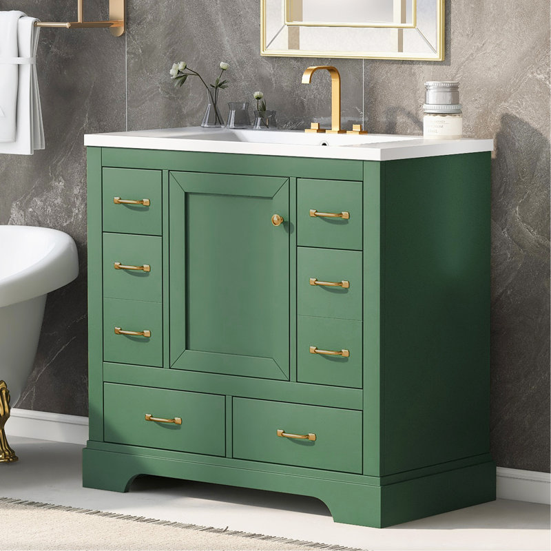 Meuble-lavabo élégant avec lavabo offrant beaucoup de rangement et une conception fonctionnelle pour une salle de bain moderne.