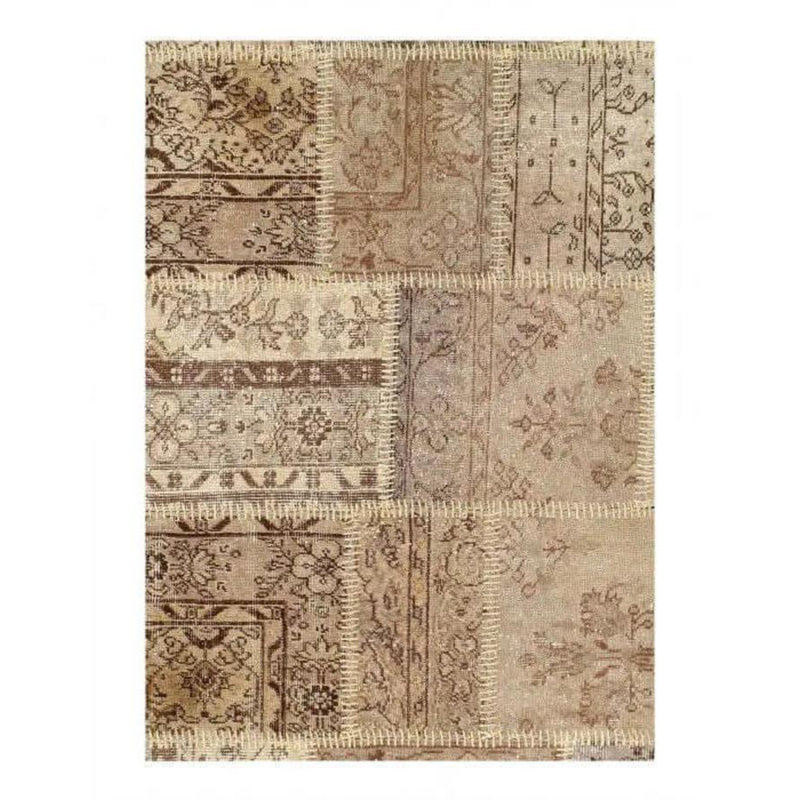Isabelline Beige Turkish Patchwork Rug - 6' X 8'11"