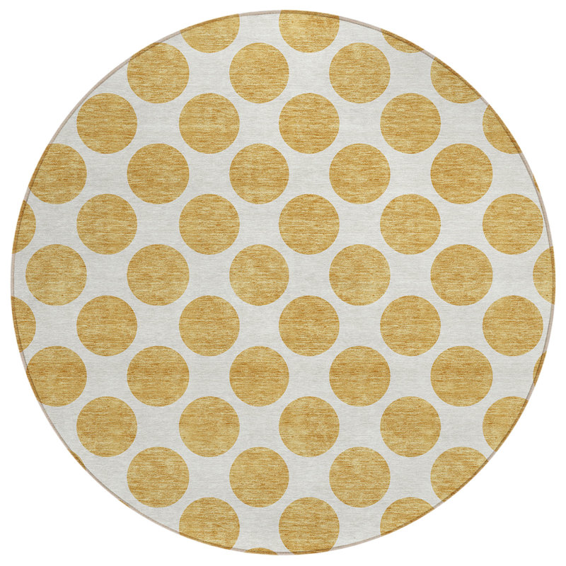 Tapis rond lavable à pois 8 po