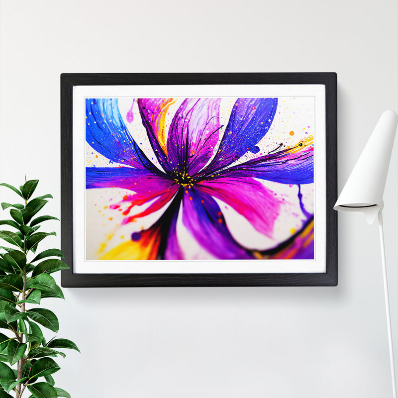 Iris Flower Splash Vol.3 Abstract - Framed Print, Black, 46cm H x 64cm W x 2cm D