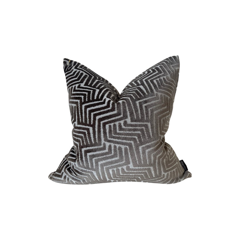 Calypso Velvet Cut Pillow Cover, 24" x 24", Black/Walnut