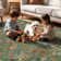 Floral Vintage Washable Dusty  Green Area Rug with Non Slip Backing - Low Pile Durable Carpet for Living Room, Bedroom, Dining Room or Office Decor
