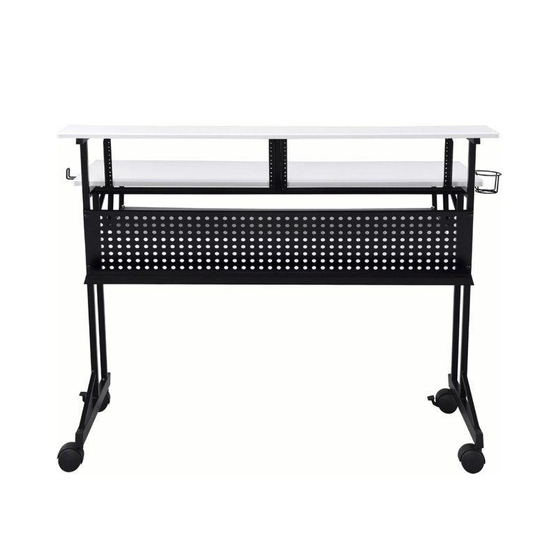 Bureau de studio d'enregistrement de musique avec plateau à clavier, Blanc